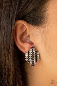 Vegas Vega - Black And White - Rhinestone - Clip-On Earrings - Paparazzi Accessories