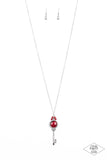 Unlock Every Door - Red - Moonstone Key - Necklace - PINK DIAMOND EXCLUSIVE 2019 - Paparazzi Accessories