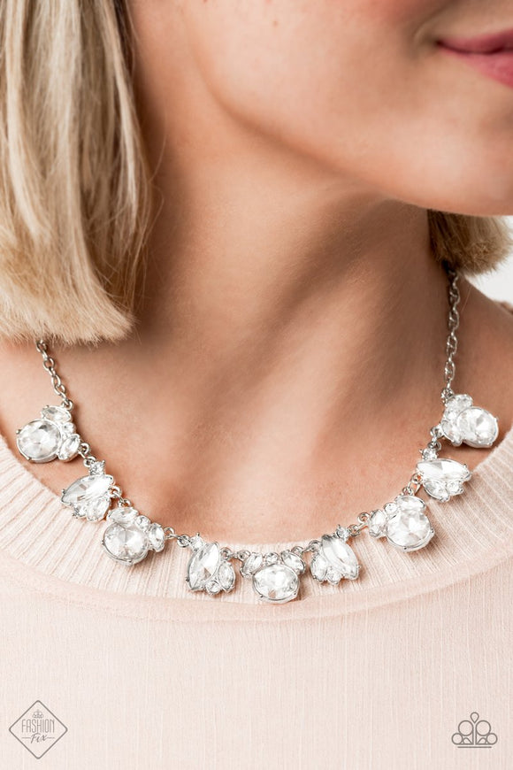 BLING to Attention - White - Necklace - Fashion Fix Exclusive September 2020 - Paparazzi Accessories