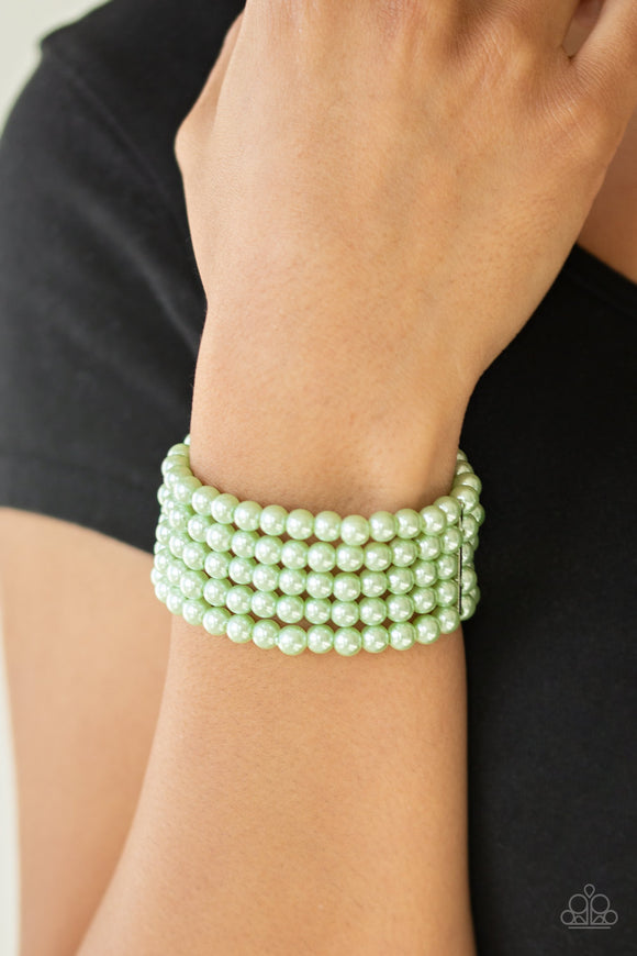 Pearl Bliss - Green - Pearl - Stretch Bracelet - Paparazzi Accessories