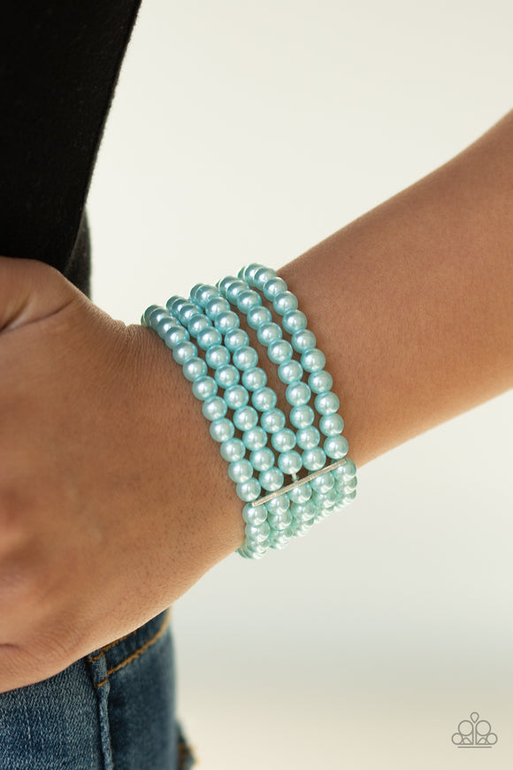 Pearl Bliss - Blue - Pearl - Stretch Bracelet - Paparazzi Accessories