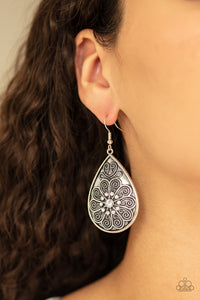 Banquet Bling - White - Teardrop - Earrings - Paparazzi Accessories