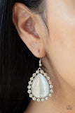 Teardrop Trendsetter - White Teardrop - Moonstone - Earrings - Paparazzi Accessories