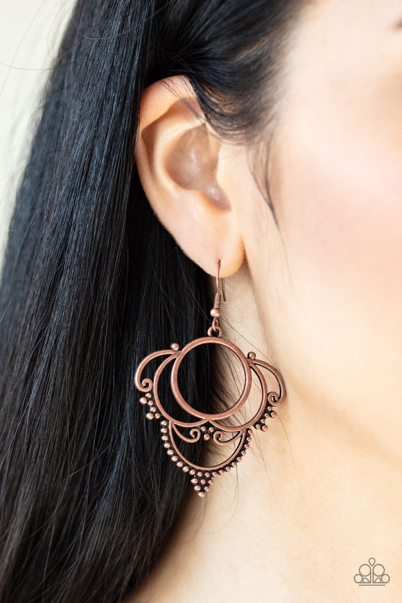 Metallic Macrame - Copper - Earrings - Paparazzi Accessories