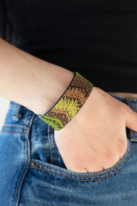 Come Uncorked - Green - Cork - Cuff Bracelet - Paparazzi Accessories