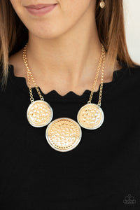 Gladiator Glam - Gold - Hammered - Necklace - Paparazzi Accessories