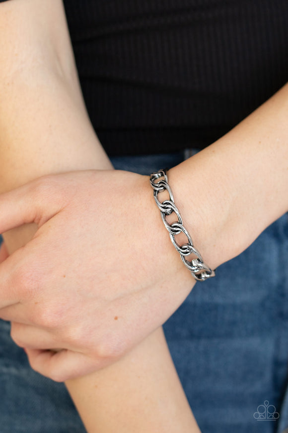 LINK Tank - Silver - Chain Link - Cuff Bracelet - Paparazzi Accessories