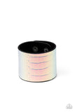 Chroma Croc - White - Iridescent Rainbow - Wrap - Snap Bracelet - Paparazzi Accessories
