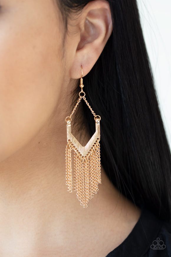 Unchained Fashion - Gold - Earrings - Paparazzi Accessories