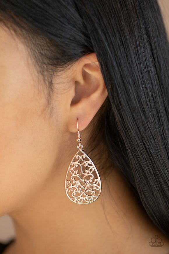 Divine Vine - Rose Gold - Earrings - Paparazzi Accessories