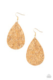 CORK It Over - Gold - Cork - Earrings - Paparazzi Accessories