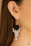 Elegantly Effervescent - Black - White - Earrings -Paparazzi Accessories