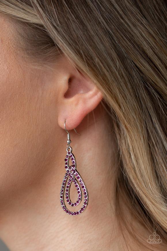 Sassy Sophistication - Purple - Rhinestone - Earrings - Paparazzi Accessories