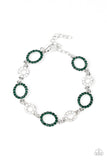 Bubbly Bedazzle - Green Rhinestone - Silver - Clasp Bracelet - Paparazzi Accessories