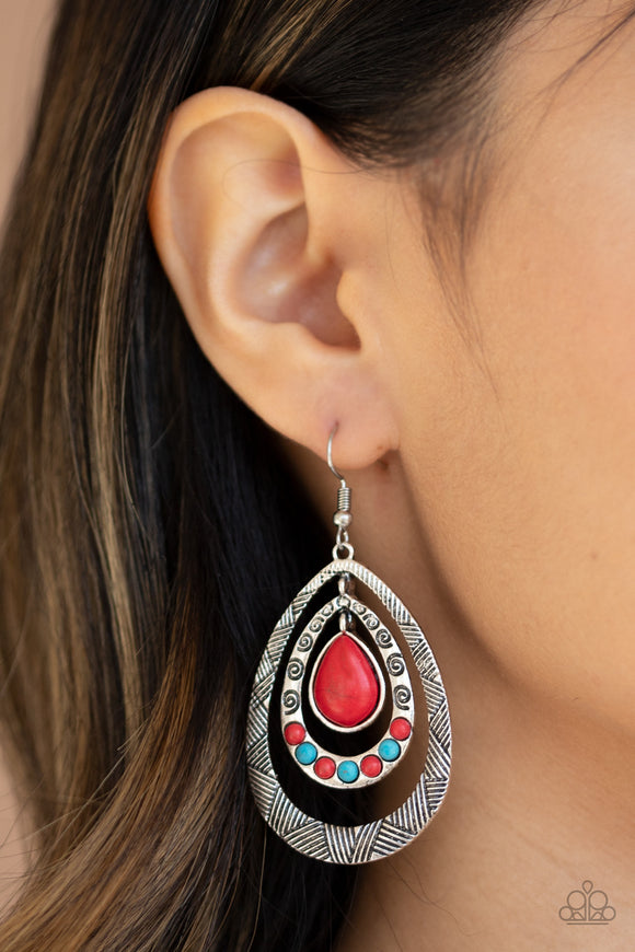 Terra Teardrops - Red - Turquoise - Earrings - Paparazzi Accessories