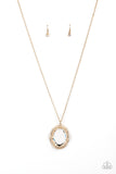 REIGN Them In - Gold - White Gem - Necklace - Paparazzi Accessories