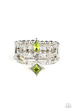 Triple Throne Twinkle - Green - Rhinestone - Ring - Paparazzi Accessories