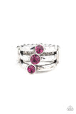 Triple The Twinkle - Pink - Rhinestone - Silver - Ring - Paparazzi Accessories