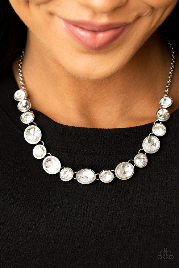 Girl's Gotta Glow - White Rhinestone - Necklace - Life Of The Party November 2020 - Paparazzi Accessories