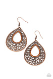 Airy Applique - Copper - Topaz Rhinestone - Earrings - Paparazzi Accessories