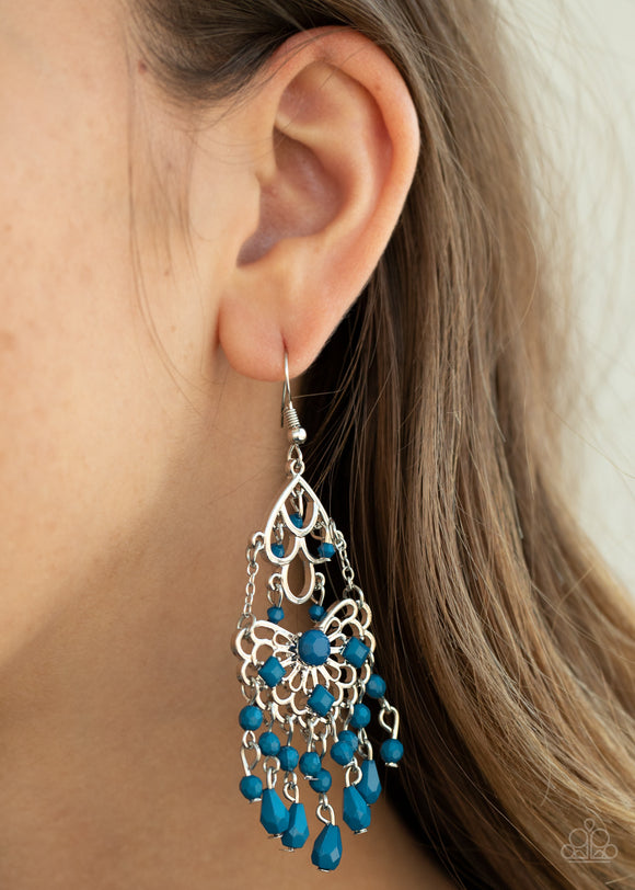 Glass Slipper Glamour - Blue - Bead - Earrings - Paparazzi Accessories