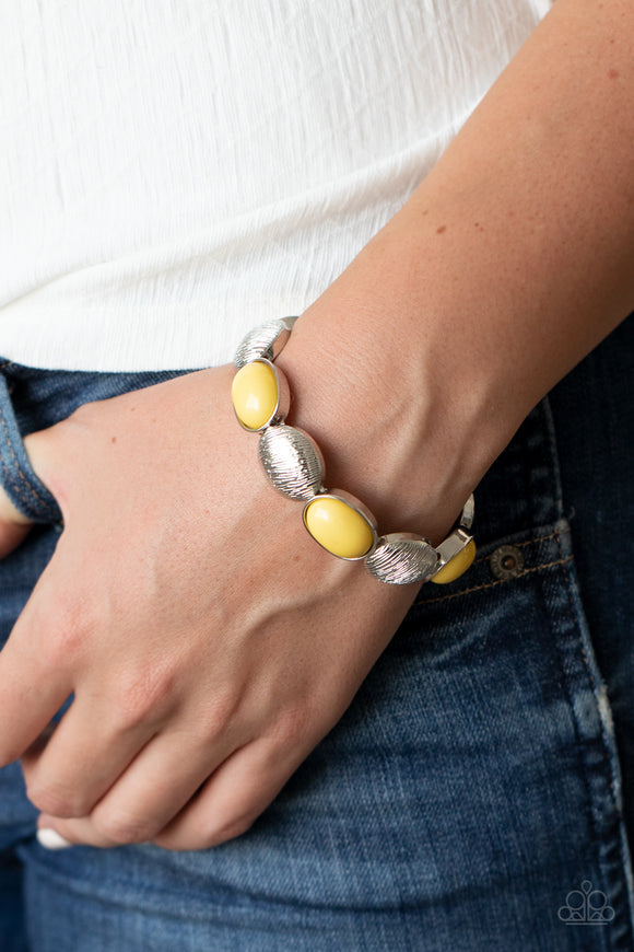 Decadently Dewy - Yellow - Bead - Stretch Bracelet - Paparazzi Accessories