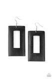 Totally Framed - Black - Wooden - Earrings - Paparazzi Accessories