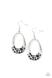 Better LUXE Next Time - Black Rhinestone - Silver Earrings - Paparazzi Accessories