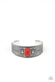 Ocean Mist - Red - Stone - Cuff Bracelet - Paparazzi Accessories