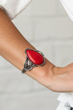 Blooming Oasis - Red - Stone - Cuff Bracelet - Paparazzi Accessories