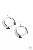 Fiercely Faceted - Silver - Earrings - Paparazzi Accessories