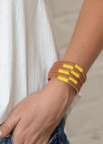 Country Colors - Yellow - Leather - Snap Bracelet - Paparazzi Accessories