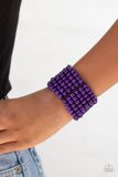 Tanning in Tanzania - Purple - Wooden Bead - Stretch Bracelet - Paparazzi Accessories