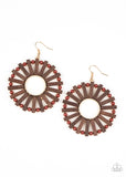 Solar Flare - Brown - Wood - Earrings - Paparazzi Accessories