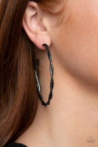 Totally Throttled - Black Gunmetal - Hoop - Earrings - Paparazzi Accessories