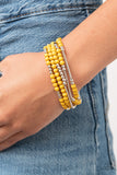 BEAD Between The Lines - Yellow - Bead - Stretch Bracelet - Paparazzi Accessories
