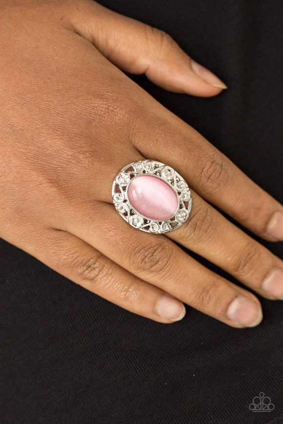 Moonlit Marigold - Pink - Moonstone - Filigree - Ring - Paparazzi Accessories
