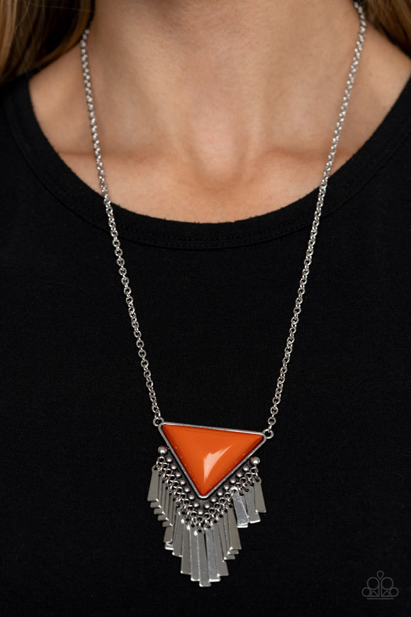Badlands Bonanza - Orange - Triangle - Bead - Necklace - Paparazzi Accessories