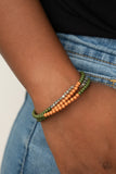 Spiral Dive - Green - Brown - Bead - Coil Bracelet - Paparazzi Accessories