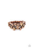 Bubbly Effervescence - Copper - Topaz Rhinestone - Ring - Paparazzi Accessories