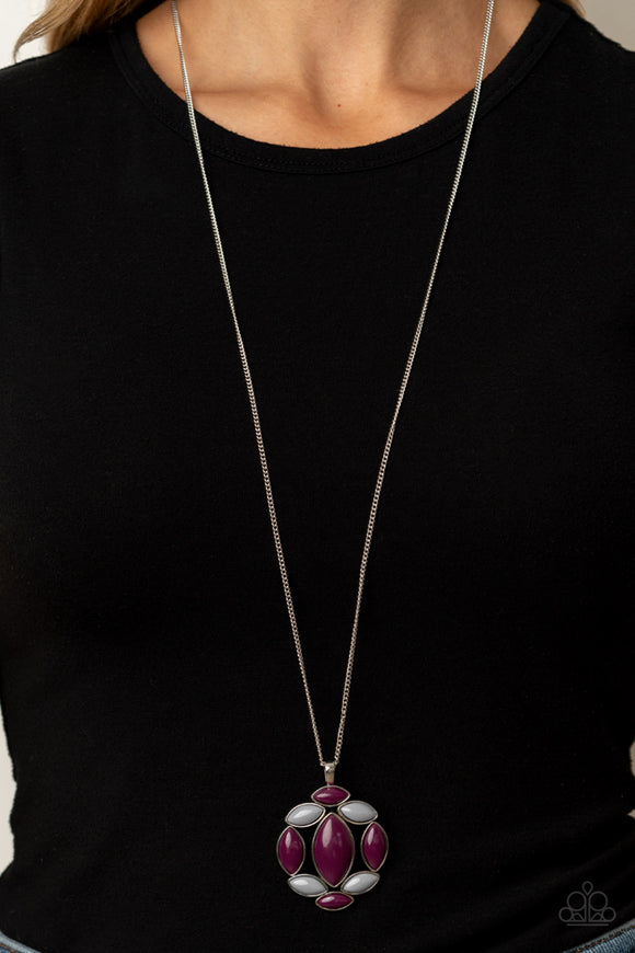 Chromatic Cache - Purple - Gray - Bead - Necklace - Paparazzi Accessories