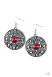 GLOW Your True Colors - Red - Rhinestone - Silver Earrings - Paparazzi Accessories