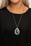 You Dropped This - Green - Teardrop - Cat's Eye - Necklace - Paparazzi Accessories
