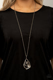All Systems GLOW - Black - Rhinestone - Silver Necklace - Paparazzi Accessories