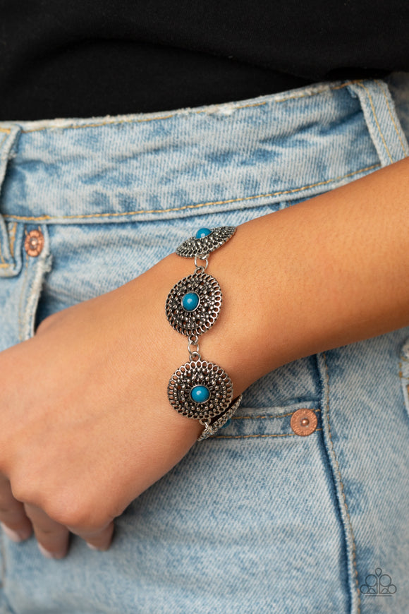 Mojave Mandalas - Blue - Bead - Clasp Bracelet - Paparazzi Accessories