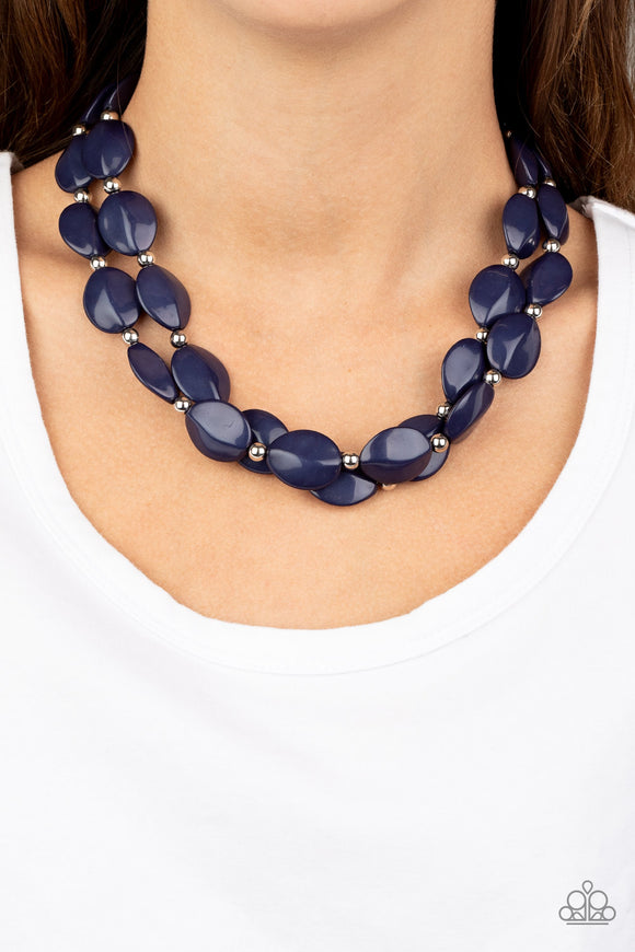 Two-Story Stunner - Blue - Bead - Necklace - Paparazzi Accessories