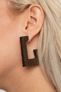 The Girl Next OUTDOOR - Brown - Wooden - Hoop Earrings - Paparazzi Accessories