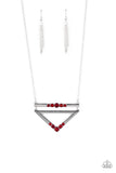 Triangulated Twinkle - Red - Rhinestone - Necklace - Paparazzi Accessories