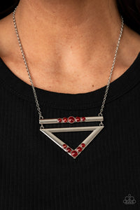 Triangulated Twinkle - Red - Rhinestone - Necklace - Paparazzi Accessories