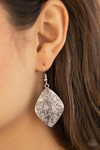 Flauntable Florals - Silver - Floral - Earrings - Paparazzi Accessories